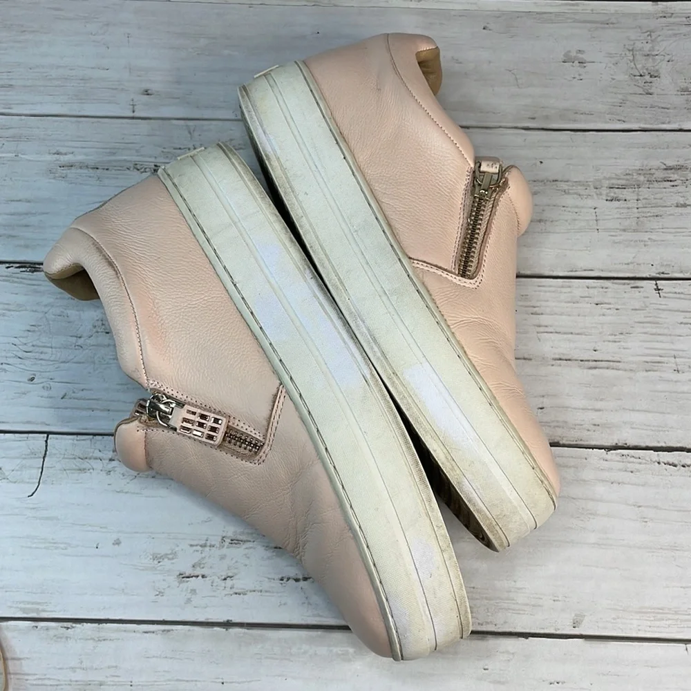 Blush Pink Leather Skechers Street Uplift-Double Zipper Platform SlipOn